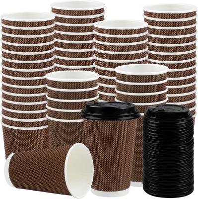 China 8-16oz Customized Printed Insulated High End Wholesale Disposable Corrugated Wall Coffee Ripple Wallpaper Cups for sale