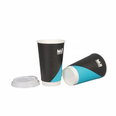 China Wholesale Disposable 6-20oz Double Wall Coffee Eco Friendly Hot Paper Cup With Logo Printed Customized for sale