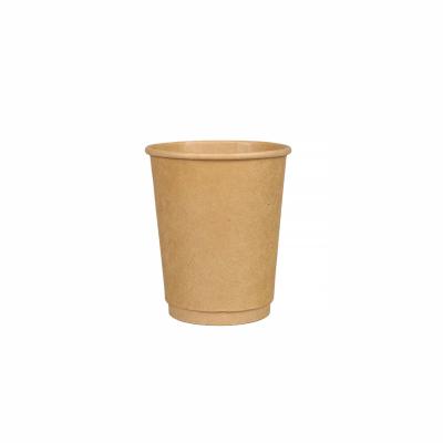 China Customized Wholesale Disposable Insulated Logo Printed Double Kraft Wall Coffee 8oz Hot Paper Cup With Lids for sale