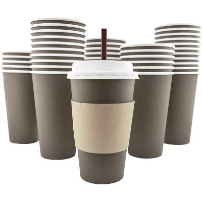 China Factory Price Disposable Wholesale Disposable 2.5-16 Ounce Custom Cups Logo Print Single Wall Paper With Lids for sale