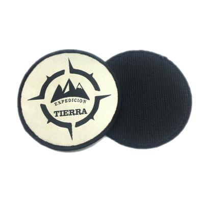 China Viable Custom Round Woven Merrow Border Machine Logo Patch Woven Patches For Hats for sale