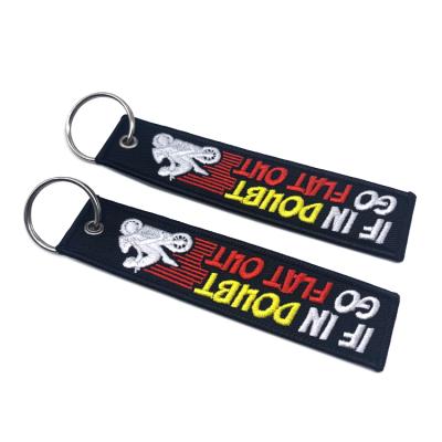 China Motorcycle Custom Embroidery Aircraft Crew Keychain Logo Fabric Embroidery Crew Keychain Souvenir Souvenir Key Chain for sale