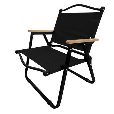 China Light Weight Steel Frame Mini Folding Wood Fishing Beach Easy Folding Outdoor Portable Camping Chair With Armrest for sale