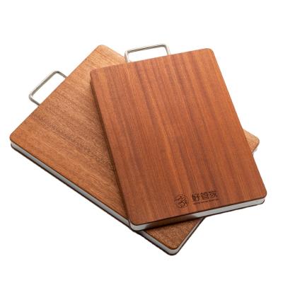 China Sustainable Home Commercial Thick Square Wooden Kitchen Ebony Chopper Cutting Board With Silicone Feet Pad for sale