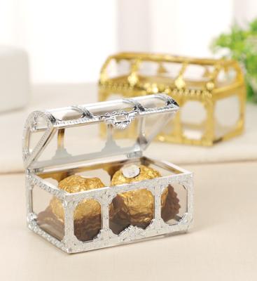 China Recyclable Plastic Trunk Container Almond Candy Transparent Sweet Box Treasure Trunk 7cm for sale