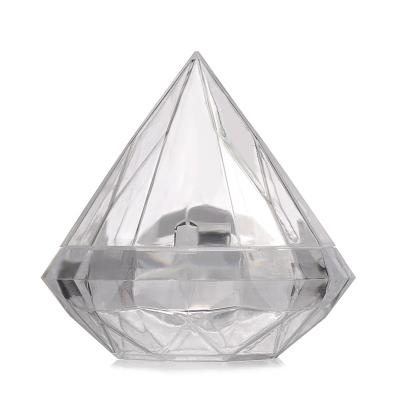 China Large Diamond Dragee Box Container Transparent Recyclable Plastic Sweetened Diamond Shaped Almond Box 7cm 9cm for sale