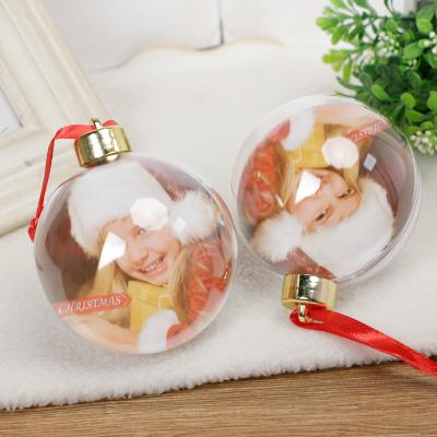 China Recyclable Gold Hat Cap Photo Bauble Ornament Clear Plastic Round Ball Ornaments Unbreakable Christmas Tree Balls Christmas Decoration for sale