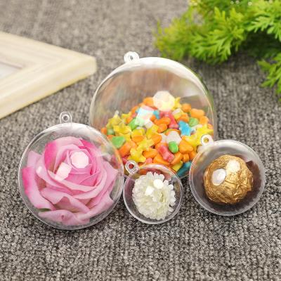 China Recyclable Clear Plastic Round Ball Ornaments Gifts Decoration Candy Box Favors Container Ball Candy Toy Hanging Package Box for sale