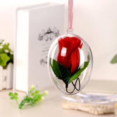 China Plastic Happy Box 10cm Clear Recyclable Easter Gifts Candy Box Favors Container Toys Package Hunter Egg Shape Ball Ornaments for sale