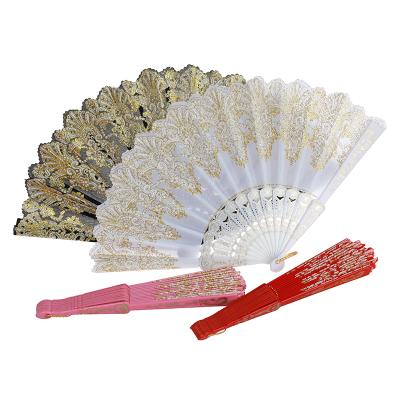 China China Japanese Style Cloth Fan Chinese Style Hot Stamping Plastic Ladies Printing Folding Fan Performance Dance Craft Fan for sale