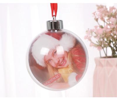 China Recyclable Photo Christmas Bauble Ornament Clear Plastic Round Ball Ornaments Unbreakable Christmas Tree Balls Christmas Decoration for sale