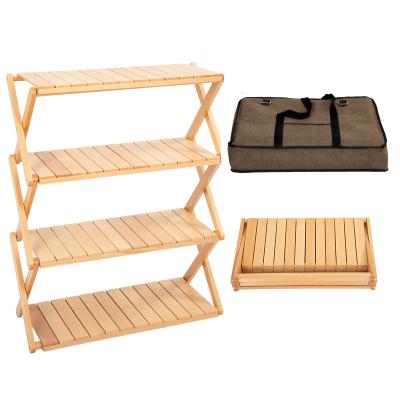 China Lightweight wooden multi-layer folding storage rack, foldable shoe rack, flower stand à venda