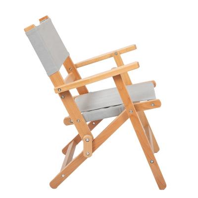 China Luyuan Easy Natural Color Folding Wooden Chair Gray Color Cloth For Camping Chair Outdoor Folding Chair With Storage Bag for sale