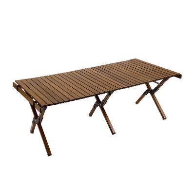 China Lightweight Luyuan Folding Lightweight Roll Egg Tables For Camping 120*60*45cm Black Walnut Beech Wood Tables for sale