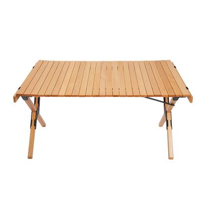 China Longnatural beech color 90cm color bbq table garden easy carry outdoor tea table camping table folding roll eggs Te koop