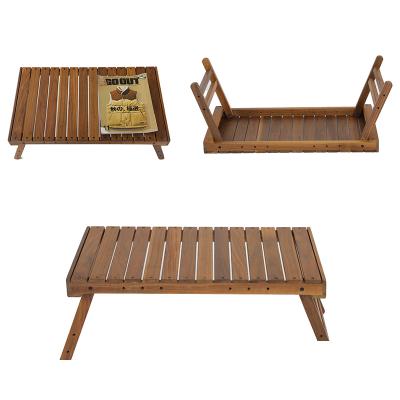 中国 Folding and portable wooden outdoor folding table adjustment/raising table LuYuan walnut camping lightweight leisure /picnic 販売のため