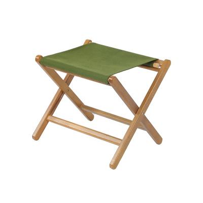 China Luyuan Furniture Outdoor Beech Walnut Color Stools ArmyGreen Color Easy Carry Wooden Cloth Folding Portable Chairs For Camping/Rise/Travel for sale