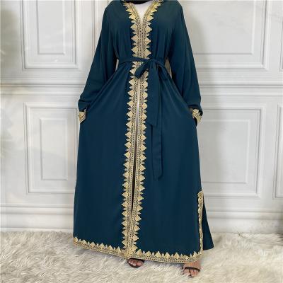 China Middle East Casual Modern Muslim Fashion Embroidered Turkish Casual Long Dress Long Cardigan Islamic Dress for sale