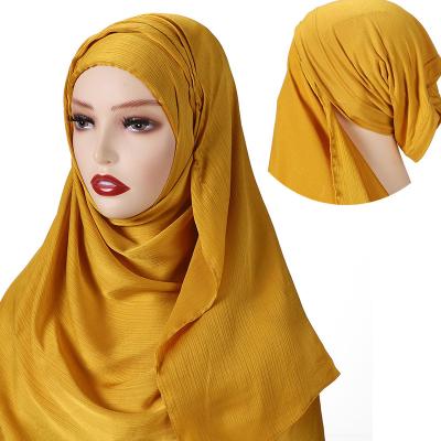 China Hijab With Hats Wholesale Silk Satin Scarf Indonesia Shawl Instant Women Muslim Muslim Hat Inner Pleat Tank Hijab Silk Instant Hijab With Hats for sale