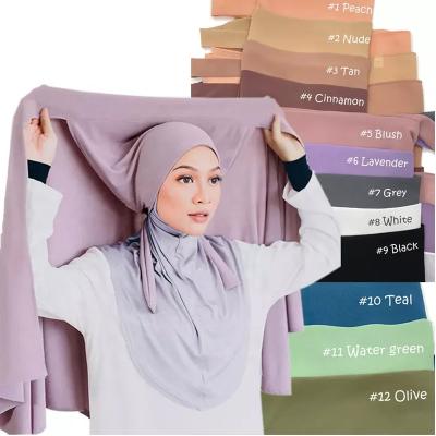 China Twelve Multifunctional Muslim Women Tudung Hijabs Pearl Color Chiffon Long Scarf Ladies Turban Islamic Silk Scarf Simple Shawl Optional for sale