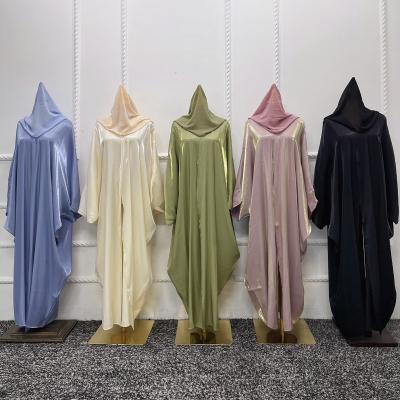 China Modest Muslimah Styling Fashionable Elegant Solid Color Batwing Sheath Shiny Rope Fabric Women Abaya Dubai Turkey Muslim Dress for sale