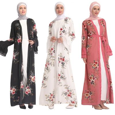 China Modest Muslimah Styling Direct Manufacturer Middle East Dubai Digital Printed Cardigan Hot Sale Elegant Maxi Dress with Muslim Women for sale