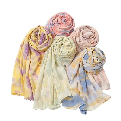 China Wholesale New Style Muslim Chiffon Pearl Chiffon Tie Dye Muslim Women Hijab Long Scarf Fashion Ladies Scarf Shawl for sale