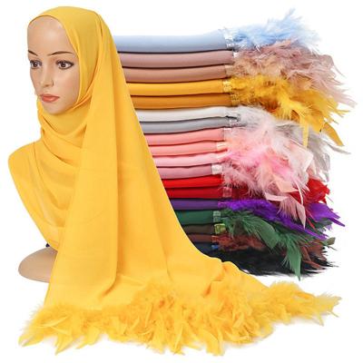 China New Daily Lifestyle Color Bubble Feather Chiffon Scarf Shawl High Quality Pure Ladies Muslim Hijab Women Scarf for sale