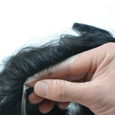 China Men's hair thin skin hair toupee and freestyle hairstyle toupee for men color men's toupee 1B for sale