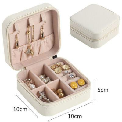 China Customized Small Organizer Recyclable Earring Packaging Box Portable White Zipper Jewelry Box Storage Organizer for sale