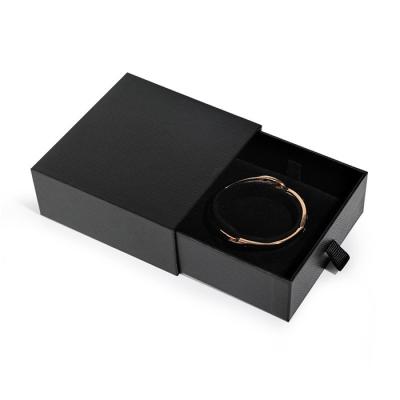 China 2022 New Products Recyclable Single Drawer Black Slide Necklace Paper Jewelry Box For Jewelry Packaging for sale