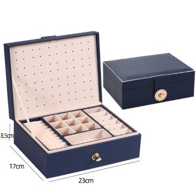 China Recyclable custom made black leather jewelry box for fashion jewelry sets for sale