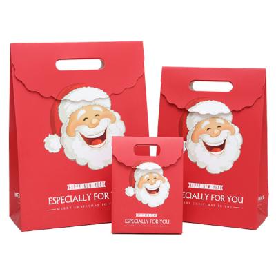 China Recyclable Custom Print Customize Red Christmas Paper Gifts Bag for sale