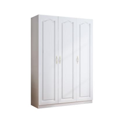 China (Size) 2020 3 Door 4 Doors PVC Wadrobe Adjustable French Wood Design Bedroom Furniture Wall Cloth White Cabinet Wardrobes for sale