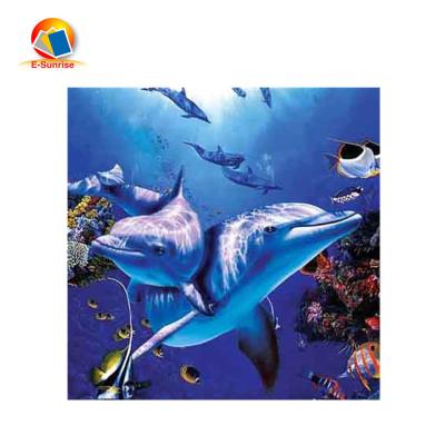 China Europe Dolphin Art 3d Lenticular Picture Framed 3d Picture For Home Decoration for sale