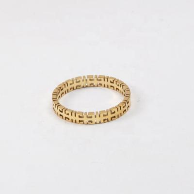 China TRENDY M Letter Shape Minimalist Gold Plating Jewelry Women Stainless Steel Stacking Ring for sale