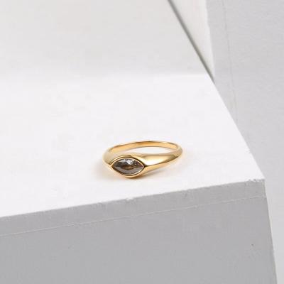 China Best Selling Trendy Women Jewelry Stainless Steel Zirconia Eye Shape Big Ring for sale