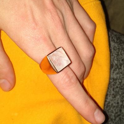 China Hot Selling Color Shell Stainless Steel Signet Ring Square Shape BOHEMIA For Women for sale