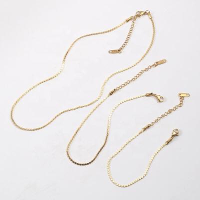 China Trendy Trendy Women Jewelry Stainless Steel Chain 18k Gold Plating Necklace Anklet Bracelet And Chain Set for sale