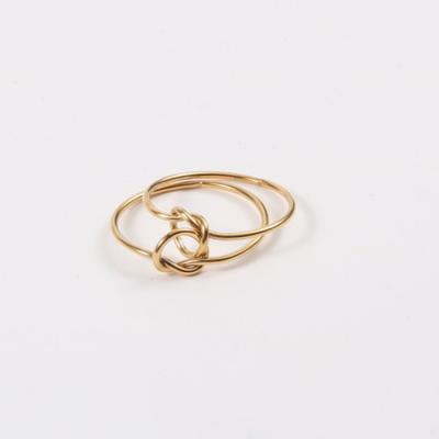 China Cute Simple Delicacy Stainless Steel Wire 2 Rings Set Cross Knot Ring For Women for sale