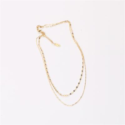 China Cute Antique Women Jewelry Stainless Steel Gold Plated Shiny Chains Layered Necklaces for sale