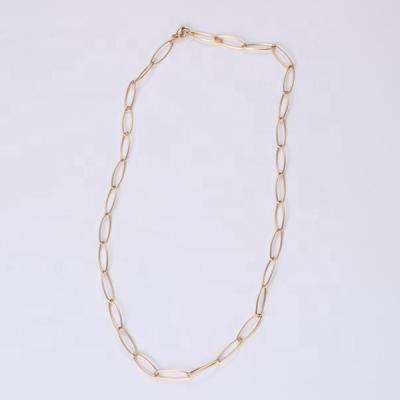 China BOHEMIA Stacking Stainless Steel Womens 4*15mm Large Oval Stainless Steel Link Chain Necklace for sale