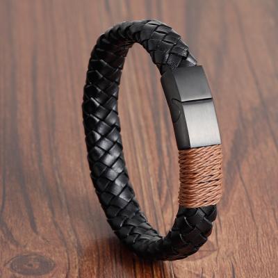 China New Design Mens Bracelet Mens Cotton Rope Magnetic Applause Color Men's Bikers Leather Bracelet for sale