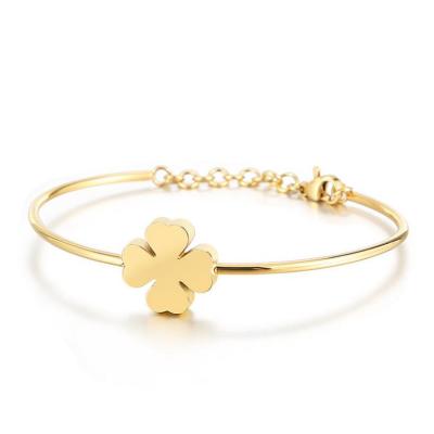 China CLASSIC Adjustable Girls Love Lucky Four Leaf Clover Bracelet Stainless Steel Bracelet for sale