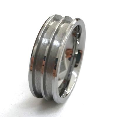 China CLASSIC 8mm Beveled Edges 2.5mm Double Channel Grooved Tungsten Ring Blank for Inlay for sale