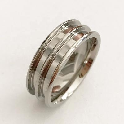 China 2.5mm Custom Channel 8mm Ring Blank CLASSIC Shiny Polished Double Beveled Edges Titanium For Inlay for sale