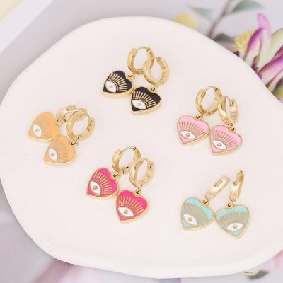 China Gold Plated Women's Tasty Heart Eye Earring Geometric Pendant BOHEMIA Hip Hop Women Statement Earring Jewelry 18K for sale