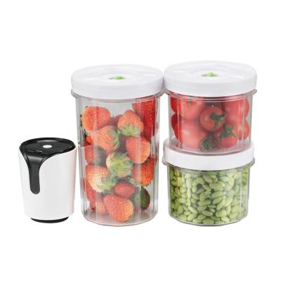 China One Click Design Vacuum Food Box With Vacuum Sealer Mini Plastic Food Storage Container Set With Vacuum Pump for sale