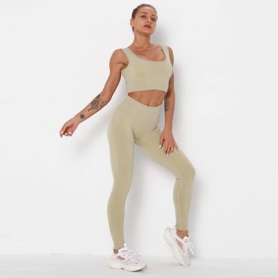 China Anti-Static Gym Top Set Yoga Suits Seamless Yoga Pants And Top Set Bra Sports Legging Set for sale