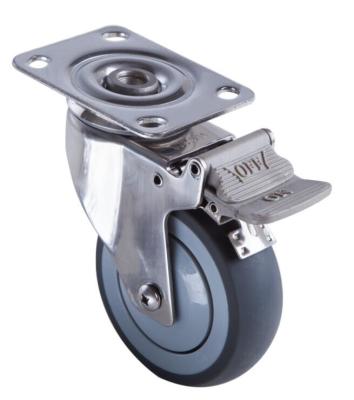 China TPR Stainless Steel Swivel Caster Wheels / Total Locking Steel Casters for sale